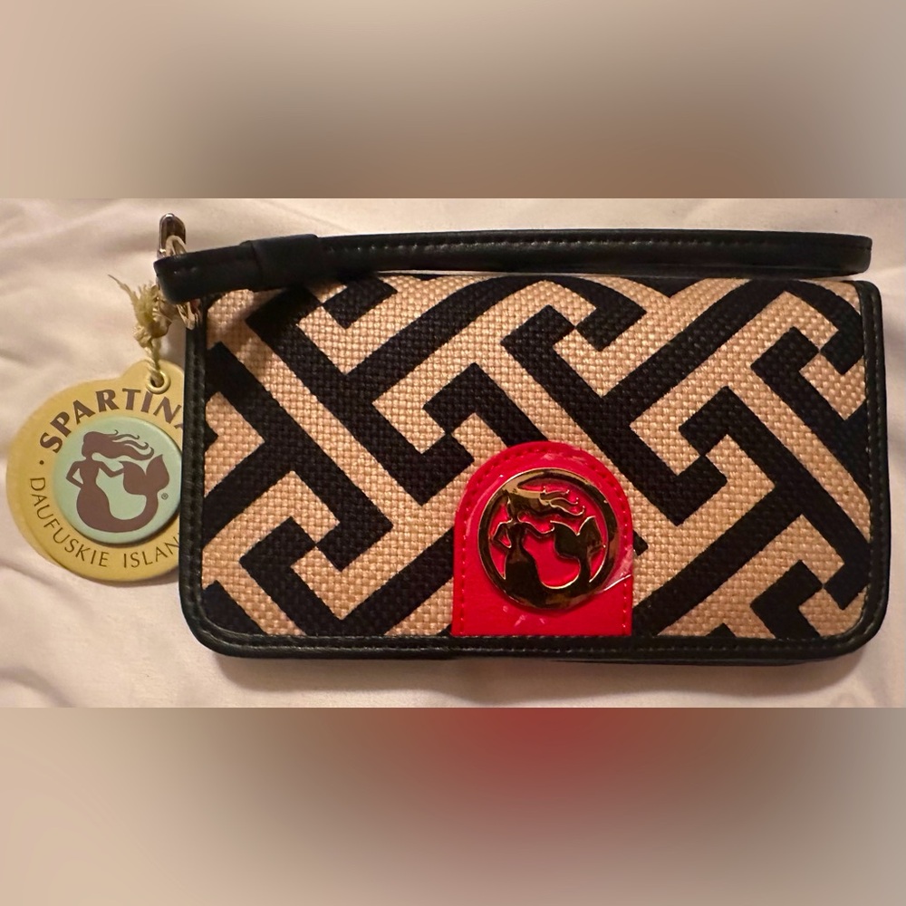 NWT Spartina 449 Black and Tan Callahan Phone Wallet